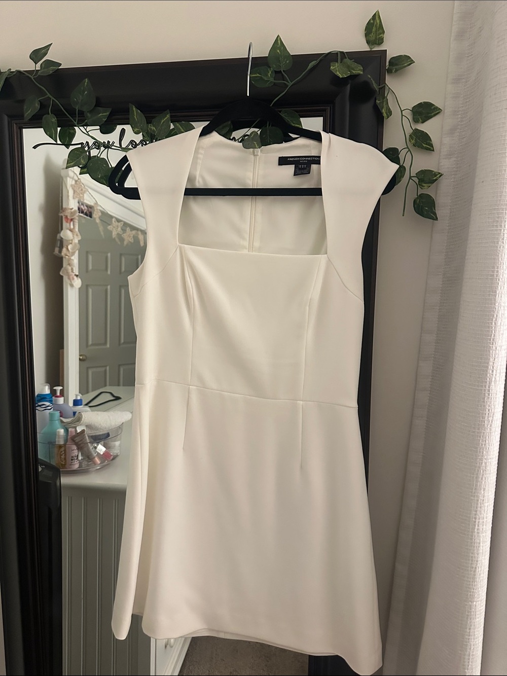 French Connection Cream Square-Neck Mini Dress
